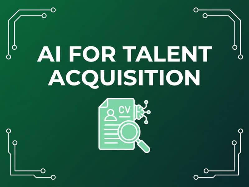 AI for Talent Acquisition guide for UK business owners, illustrated with a document and AI network icon