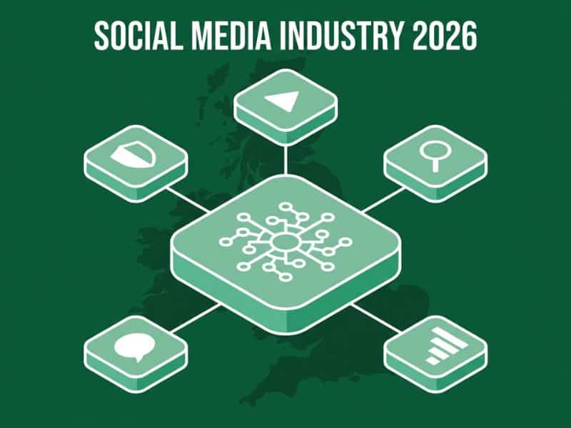 Social Media Industry 2026 network hub illustration for UK businesses