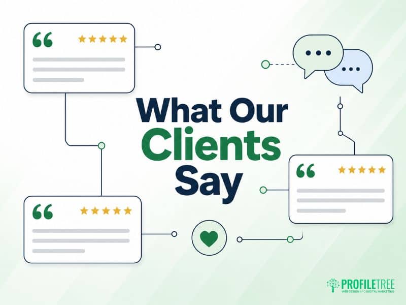 Client reviews of Web Design Armagh work shown as five-star testimonial cards and speech bubbles